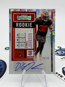 2020 Panini Contenders Football D'Ernest Johnson Cracked Ice Rookie Auto 18/22 - Picture 1 of 2
