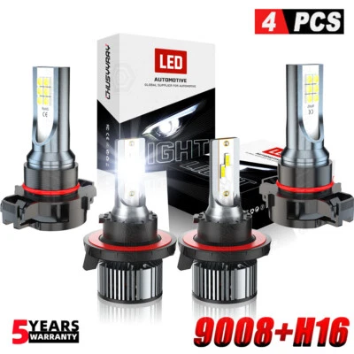 4x 9008 H16 6500K Kit de faros LED haz alto/bajo bombillas antiniebla para Ram Dakota 2011 Foto 1 de 4