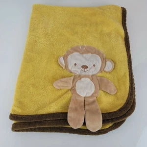 Bean Sprout Beansprout Baby Blanket Yellow Brown 3D Monkey Plush Fleece - Picture 1 of 4