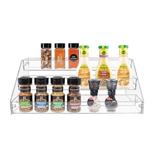 Tiered Spice Rack Seasoning Organizer Clear Acrylic Vertical Shelves Can Organiz - Picture 1 of 6