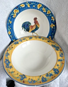 Vintage Classic Choices Fitz & Floyd Cog Du Village Hahn Porträt Suppe/2er Set - Bild 1 von 6