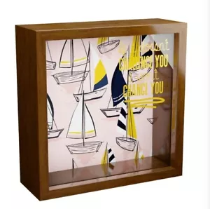 Reise Liebhaber Geschenk Schatten Box Wanddeko - 6x6x2" Holz Display Box. Segelboote - Bild 1 von 7