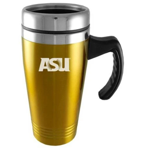Arizona State Sun Devils Engraved 16oz Stainless Steel Travel Mug - Gold Cover