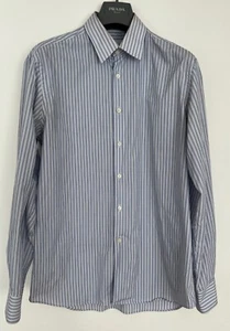 Prada Mens Casual Formal Dress Shirt Long Sleeve 40/15 3/4 XL White Blue Strips - Picture 1 of 19
