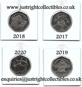 Paquete de monedas de Navidad Gibraltar 2017 - 2020 50p cincuenta peniques - Imagen 1 de 1