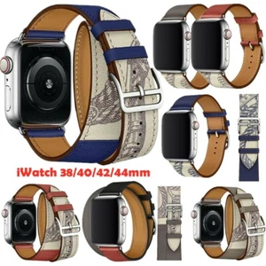 Correa de correa de reloj de cuero genuino para Apple Watch 7 6 5 4 3 2 38/40/41/42/44/45 mm - Imagen 1 de 16