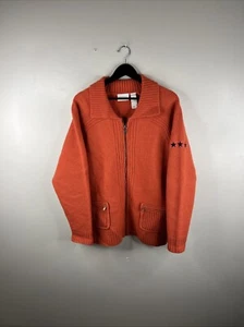 Vintage Liz Claiborne Pullover Erwachsene 1X orange durchgehender Reißverschluss %100 Wolle grob B29 - Bild 1 von 11