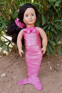 Royal Fuchsia Pink Mermaid 3PC Set Fits 18" American Girl Dolls - Picture 1 of 2