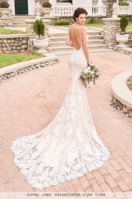 Beautiful Low Back Sheath Wedding Dress by Kitty Chen Ivory 6 NWT - Image 1 of 4