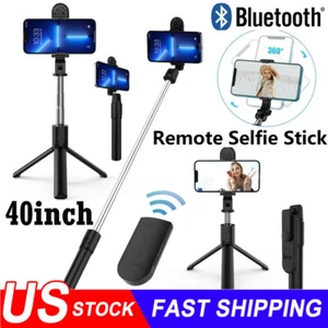 360°Rotation Selfie Stick Tripod with Wireless Remote Phone Stand Holder 40 inch - Photo 1 sur 12