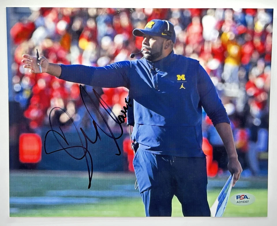 Sherrone Moore Signed 8x10 Photo Autograph Michigan Wolverines PSA/DNA Coa - Image 1 of 3