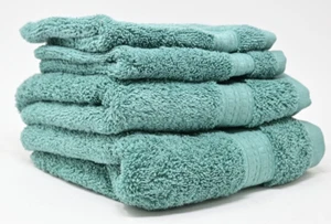 Purely Indulgent 100% Hygrocotton Hand Towel and Wash Cloth Set Green (Oil Blue) - Picture 1 of 2