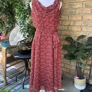 Northstyle Dress Womens Size 8 Red Sleeveless Floral Waist Tie Lightweight - Picture 1 of 11