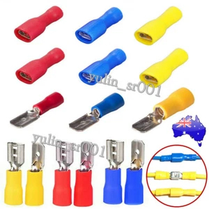 50/100X Crimp Terminals Insulated Electrical Wire Connector Spade Cable Lugs Kit - Picture 1 of 12