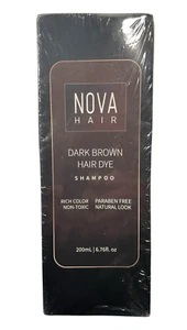 Nova Hair Dark Brown Hair Dye Shampoo - Men And Women - 200 ml - Exp 03/27 - Picture 1 of 4