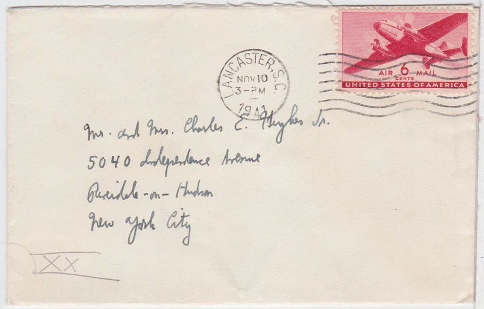 TurtlesTradingPost- South Carolina-Lancaster, SC 1941 Airmail Cover - Image 1 of 1