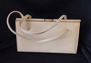 Ackery 1940s-1950s Leather Cream Handbag . Suede Inside. Revival. - Picture 1 of 9