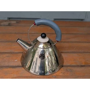 Vintage Mid-Century Cone Stainless Tea Kettle with Accent Handle - Picture 1 of 9