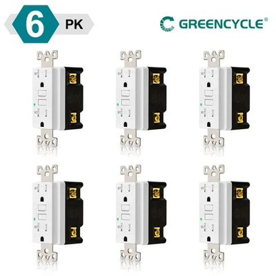 Toma de montaje en pared GFCI blanca 12A/125V con LED WR TR UL certificado para uso doméstico 6PK Foto 1 de 4