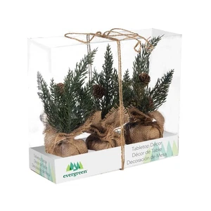 Woodland Storybook Faux Floral Table D?cor Pine Artificial with Burlap Sack, Set - Picture 1 of 5