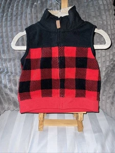 Carters 6 Months Red Black Christmas With Cozy Vest - Picture 1 of 3