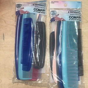 2 Sets Conair Lift Style & Entwirren Kämme verschiedene Farben 12 Stück Set - Bild 1 von 1