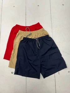 Paquete de 3 pantalones cortos Shein rojos beige azul marino con cordón jóvenes niños talla 11 NUEVO - Imagen 1 de 6