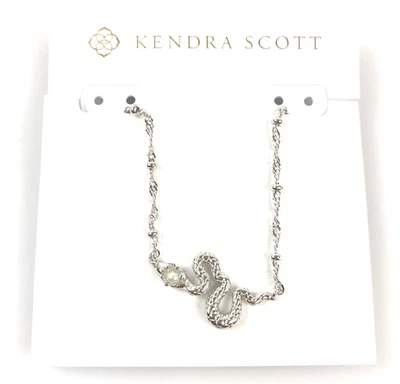 New Kendra Scott Lyle Snake Necklace in White Pearl / Rhodium Plated - Image 1 of 4