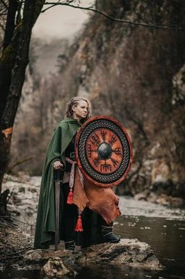 Viking Shield, Odin Engraved Shield, Medieval Round Norse  Decorative Gift - Image 1 of 3