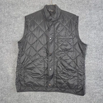 J Crew Vest Mens Extra Large Black Quilted Insulated Outerwear Puffer Zip Snap - Image 1 of 4