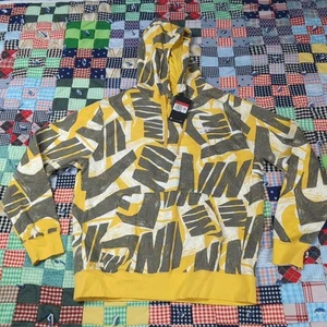 Nike Swoosh All Over Hoodie Yellow Grey White DB4607-761 Men’s Size Large - Picture 1 of 4