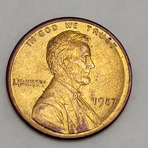 1987 Lincoln Cent No Mint – Gold Tone Penny – Eye-Catching Color - Picture 1 of 5