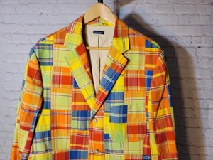 Polo Ralph Lauren  Vintage Patchwork Madras Blazer Rainbow Plaid  - Picture 1 of 5
