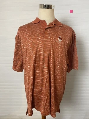 Camisa polo de golf Tehama Clint para hombre manga corta 100 % algodón a rayas naranja talla M Foto 1 de 4