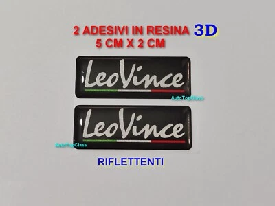 2 ADESIVI in RESINA 3D LEOVINCE MOTO CASCO SPONSOR RIFLETTENTI LOGO STEMMA