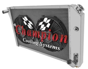 WR Champion 2 Row Radiator,12" Fans for 1977 - 1982 Chevrolet Corvette V8 Engine - Picture 1 of 9