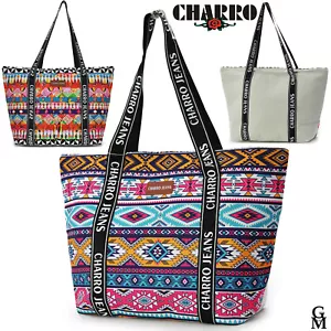 Borsa mare CHARRO grande capiente chiusura cerniere resistente fantasia zig zag - Foto 1 di 16