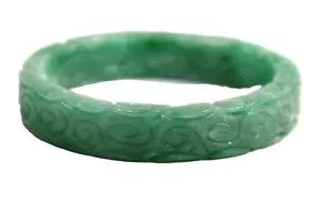 PULSERA BRAZALETE 8" PATRIMONIO GENUINO JADE PROFUNDAMENTE TALLADO A MANO - Imagen 1 de 4