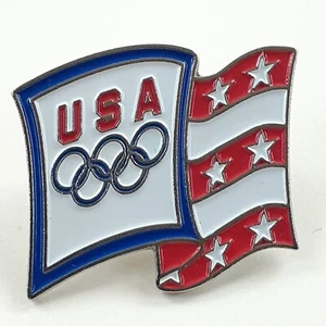 Vintage USA Olympic Flag Pin Lapel Badge Brooch Patriotic America Red White Blue - Picture 1 of 5