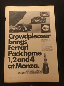 Shell Oil Petrol Original Print Advertising Crowd pleaser Brings Ferrari Home!! - Picture 1 of 1