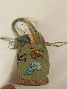 NWT STRUTTIN FEATHERS-POUCH BAG AMERICAN FOLK ART NOVELTY COSMETICS PHONE ID'S A - Picture 1 of 15