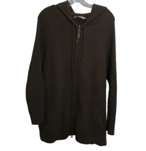 Soft Surrounding Women Sweater Olive Full Zip Hoodie Cardigan Minimalist Neutral - Picture 1 of 7