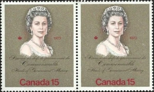 🍁Canada   #621 Pair   "Royal Visit  QEW II"    Brand New  1973  Original Gum - Picture 1 of 2