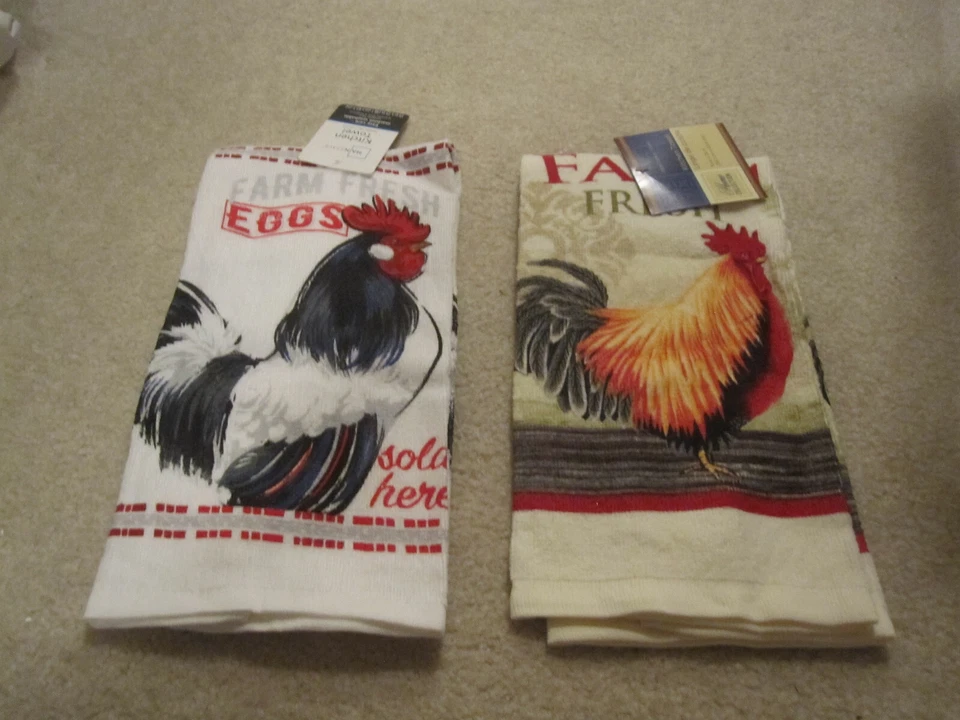 Set 3 Chicken Rooster Home Collection Kitchen Cloth Dish Tea Towels 15 X 25"