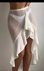 Elegant White Knitted Mermaid Cover Up Skirt Size Medium
