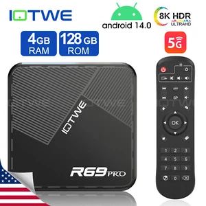 IOTWE Android14 Smart TV BOX 4+128G 1000M 2.4G/5G WIFI6 Media Player Octa Core - Picture 1 of 45
