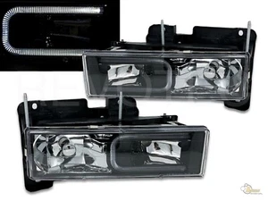 88-99 GMC Chevy Suburban Tahoe CK C10 Yukon C-Bar faros negros RH + LH - Imagen 1 de 8