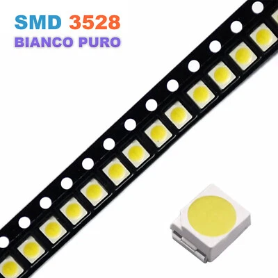 CHIP LED SMD 3528 BIANCO PURO ALTA LUMINOSITA' 5000K - 7000K - SET DA 20 PEZZI - Immagine 1 di 3