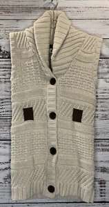 Willow Blossom Cardigan Vest Girl M 10-12 Beige Cable Button Up V-Neck No Belt - Picture 1 of 9