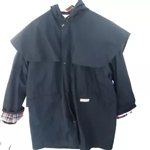 Vintage On Track XL plaid lined Dry wax raincoat blue Made in Australia - Picture 1 of 7